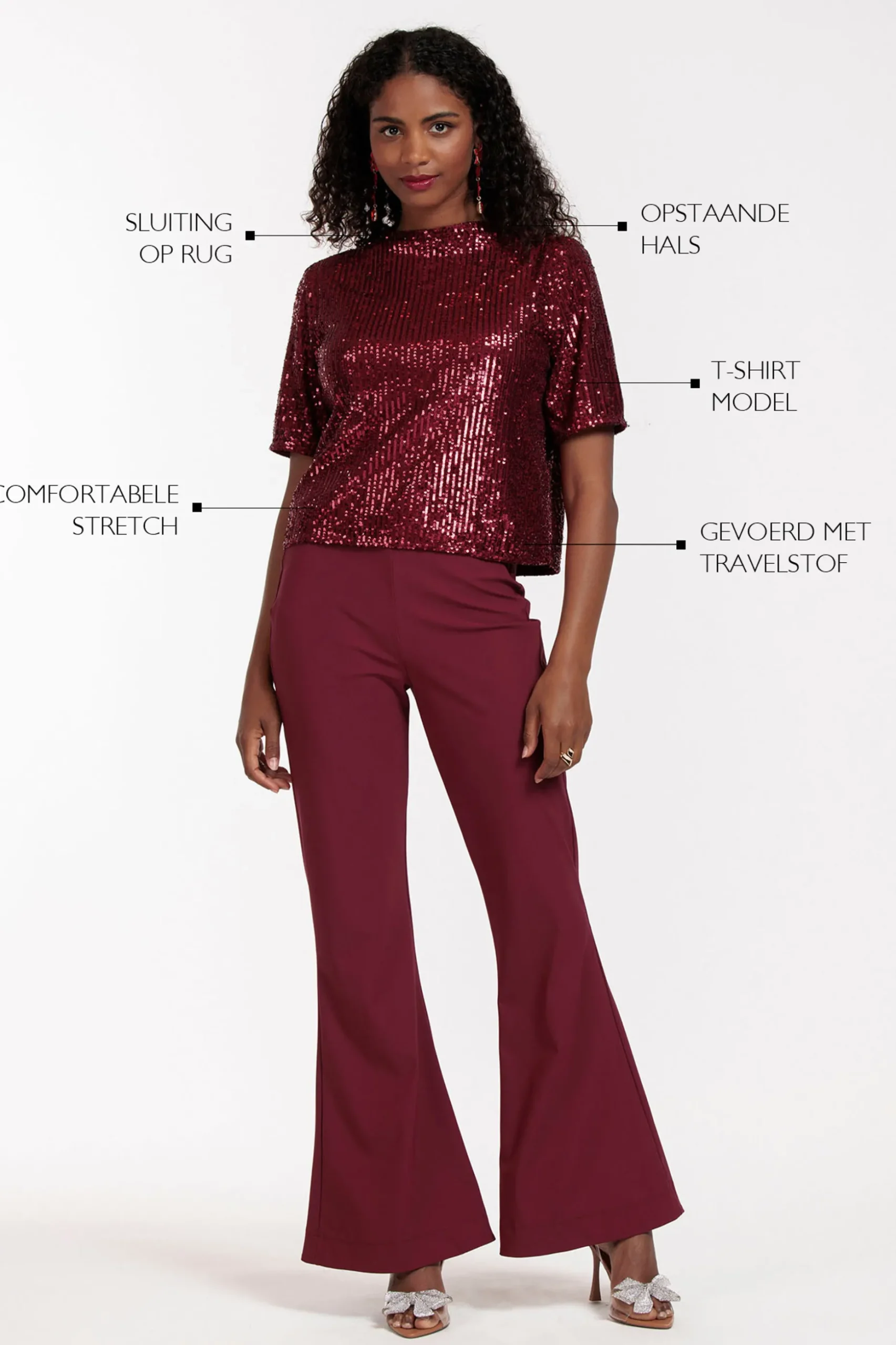 Princess sequins top - merlot