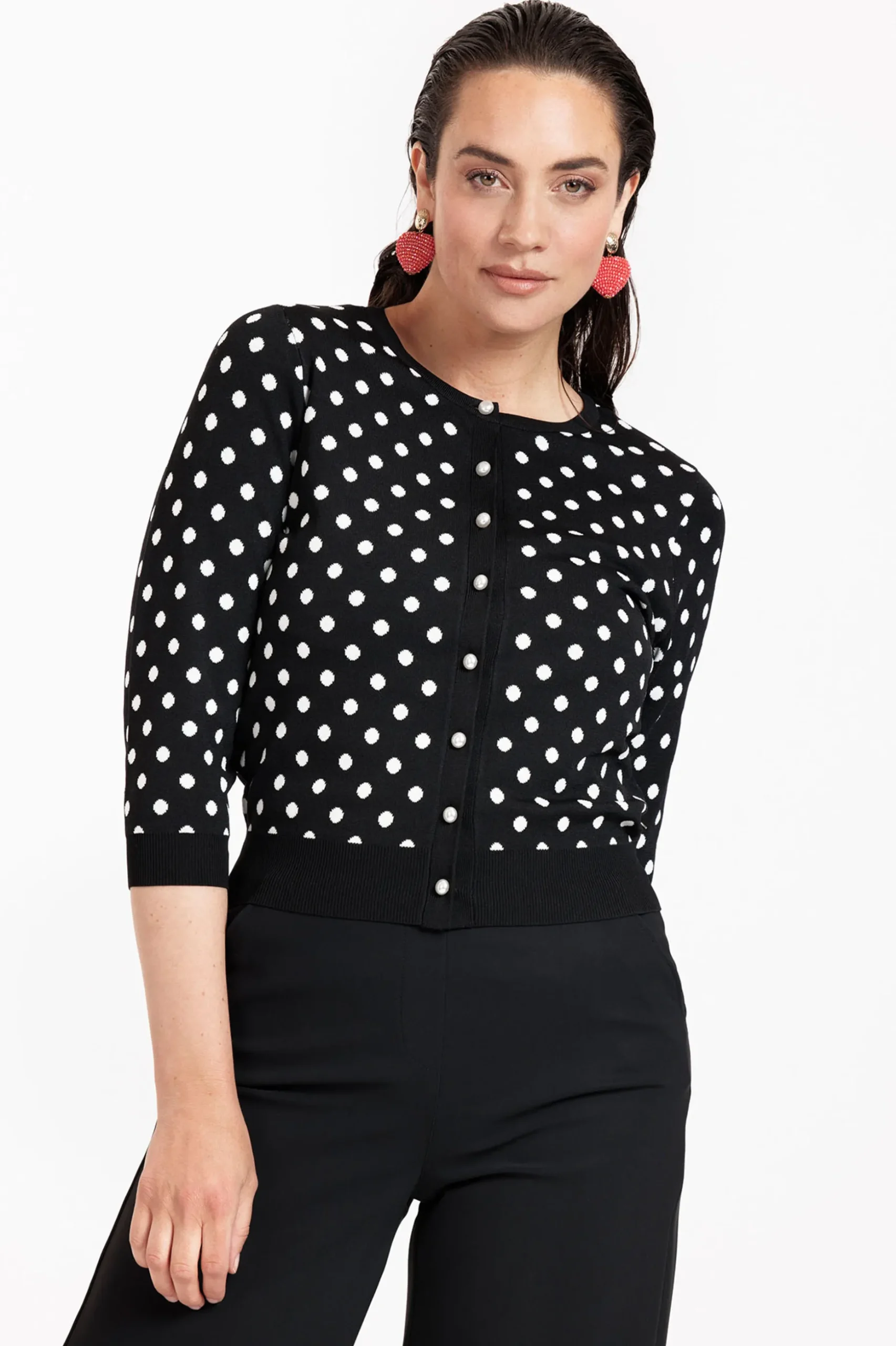 Renate dot cardigan - black/off white