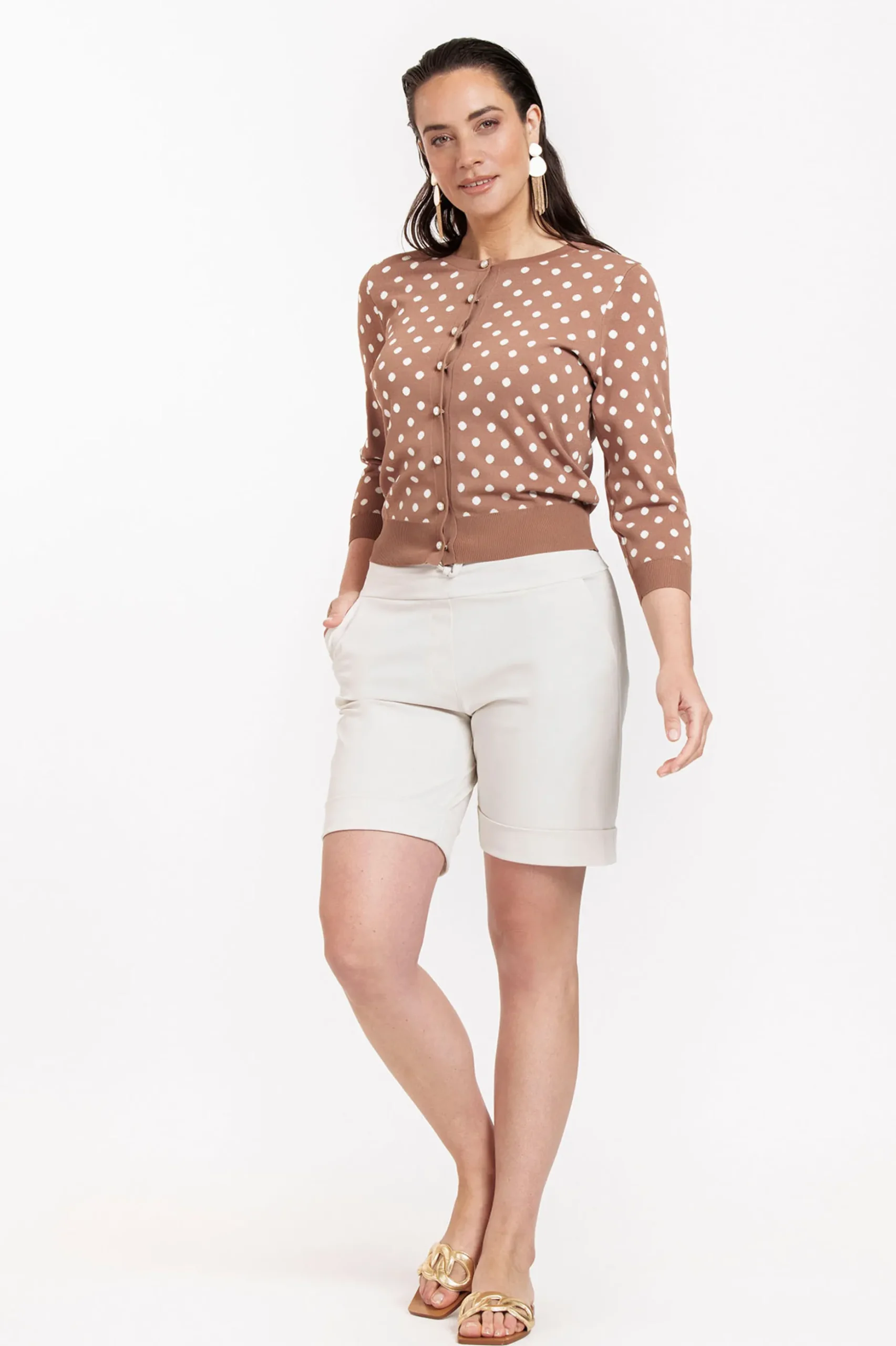 Renate dot cardigan - chocolate/Kit