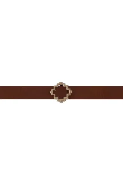 Reversible ornament belt - Cognac/black