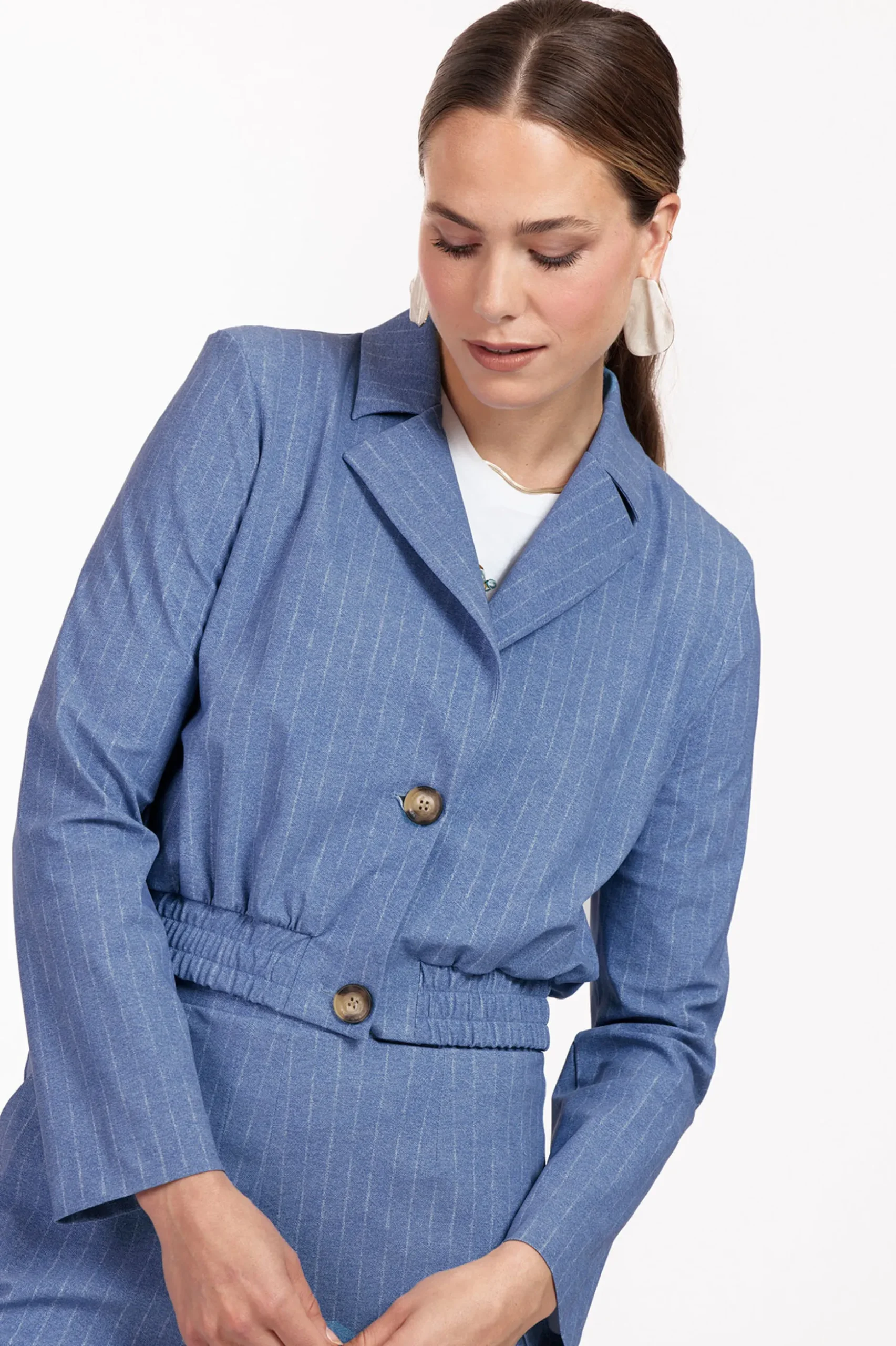 Ruby pinstripe blazer - denim blue