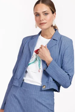 Ruby pinstripe blazer - denim blue