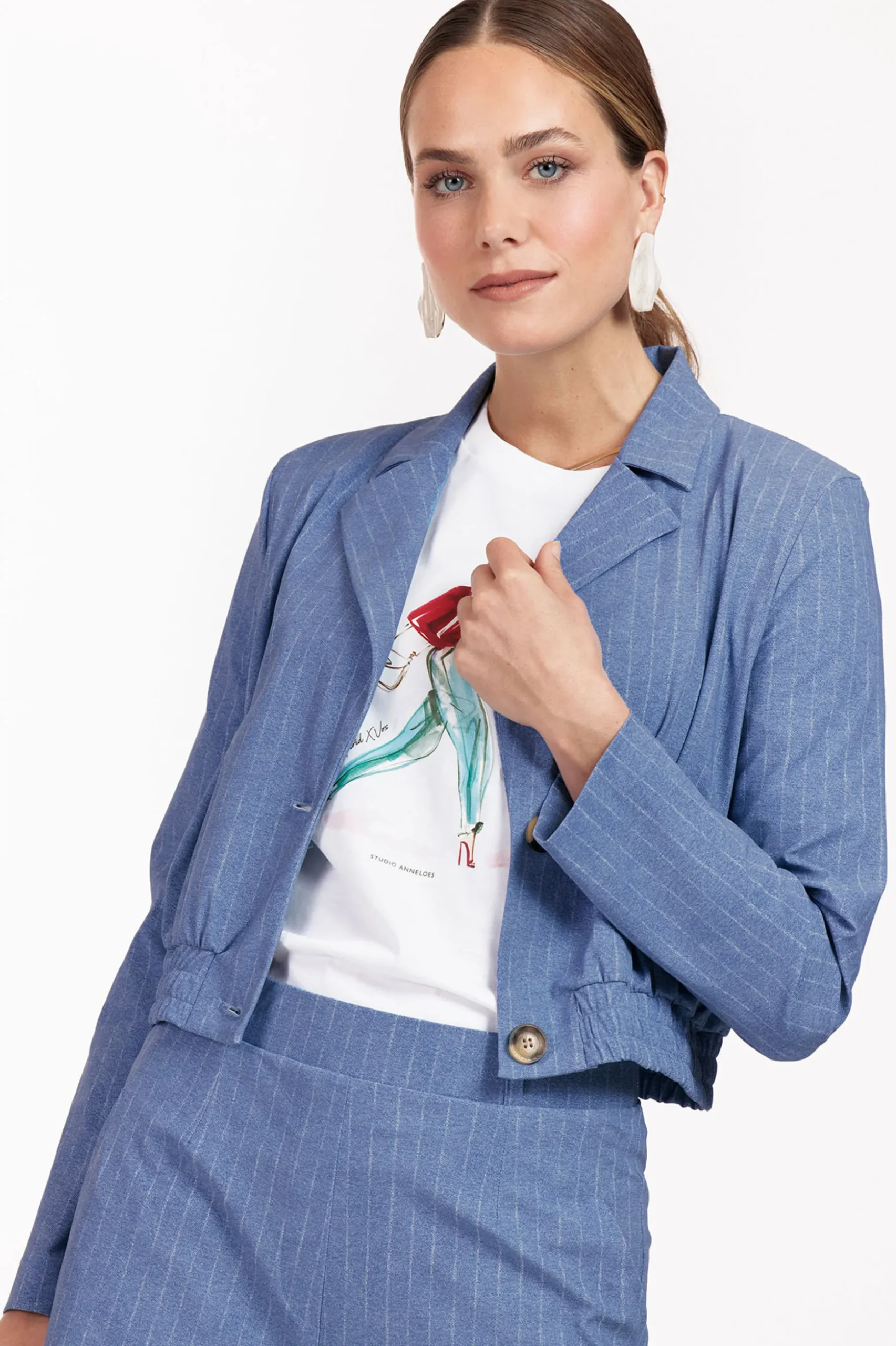 Ruby pinstripe blazer - denim blue