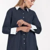 Sammie poplin stripe blouse - dark blue/off white