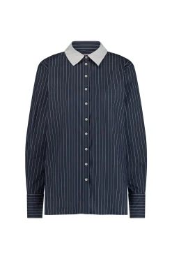 Sammie poplin stripe blouse - dark blue/off white