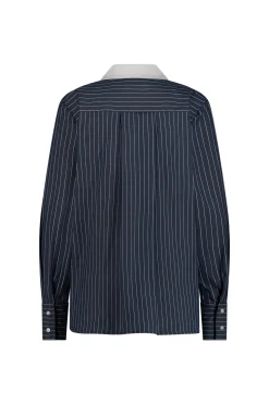 Sammie poplin stripe blouse - dark blue/off white