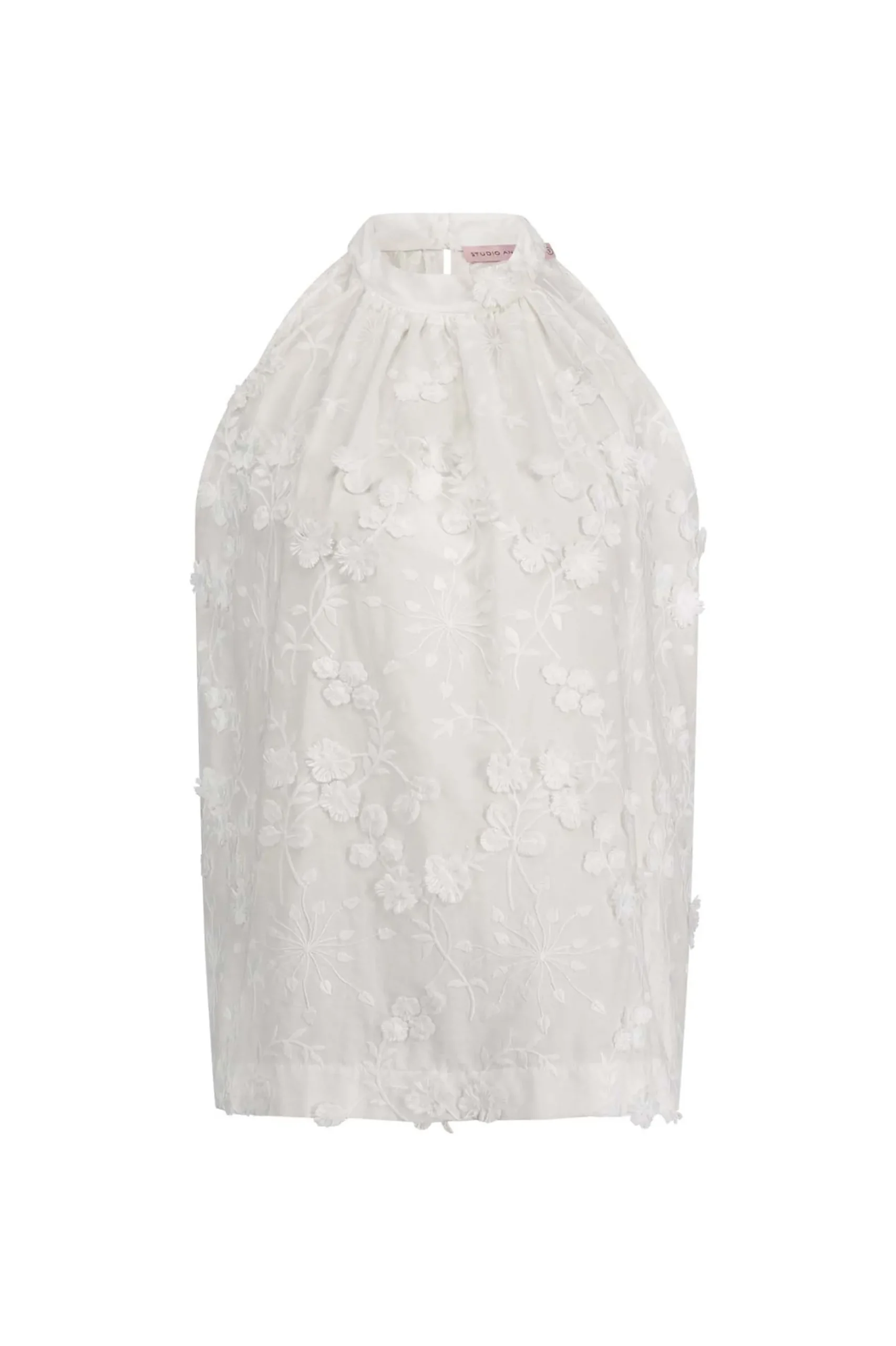Sara fringe embroidery top - off white