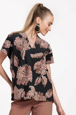 Senne flower top - black/chocolate