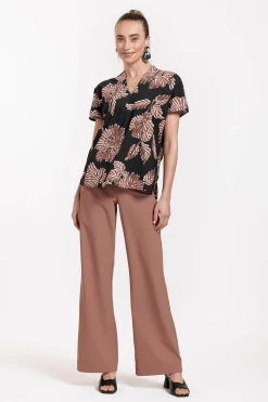 Senne flower top - black/chocolate