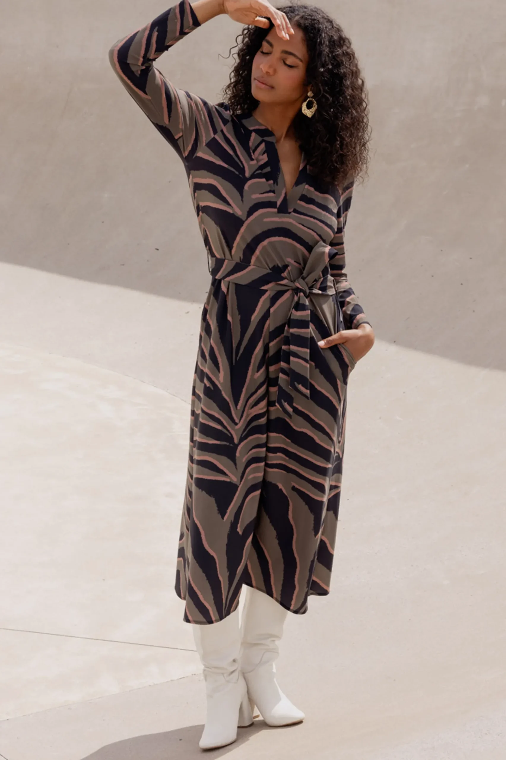 Sira zebra dress - black/new army