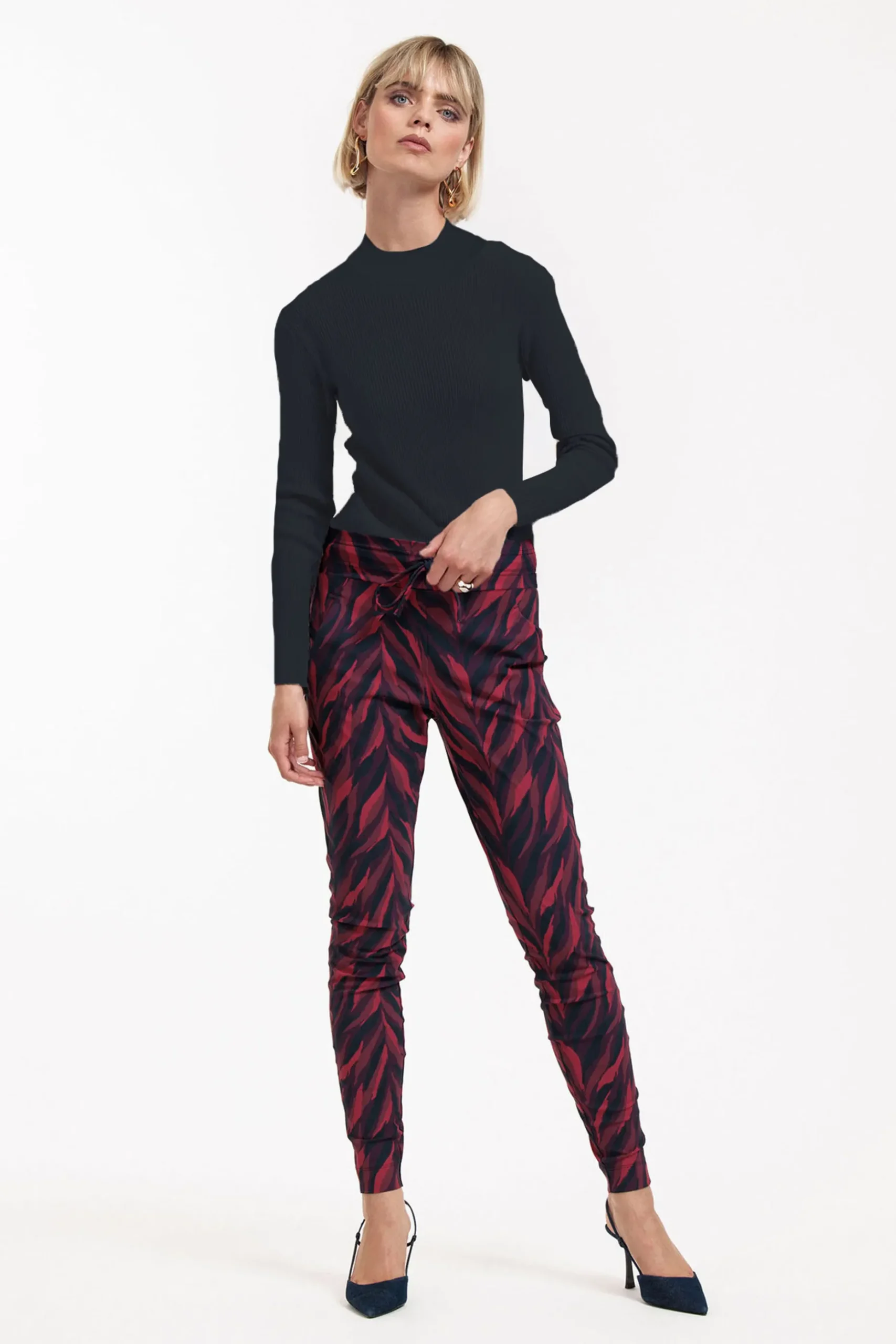 Stairdown leaves trousers - darkblue/merlot