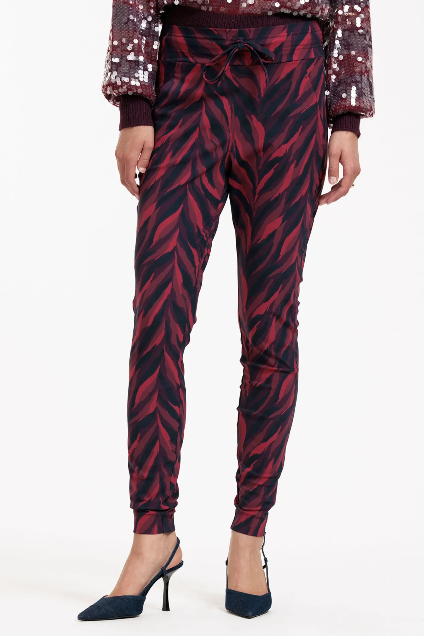 Stairdown leaves trousers - darkblue/merlot