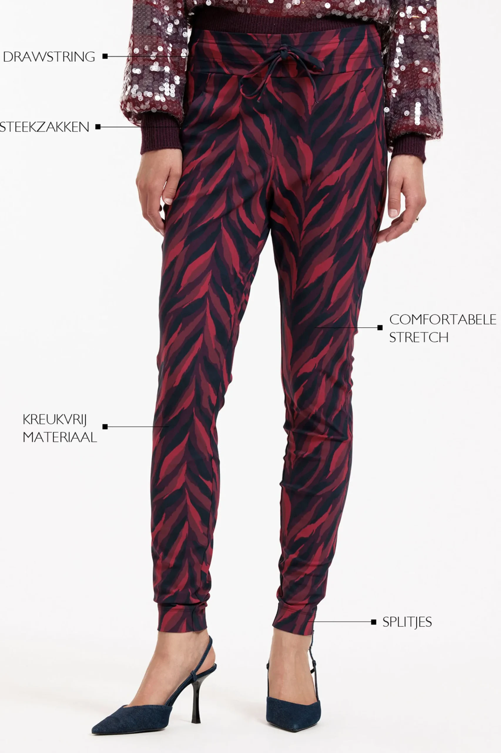 Stairdown leaves trousers - darkblue/merlot