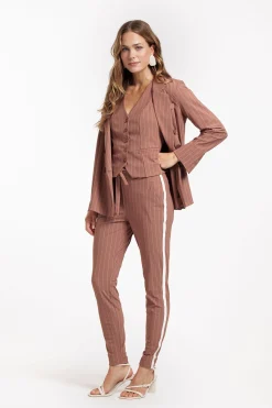 Stairdown pinstripe trousers - chocolate/kit