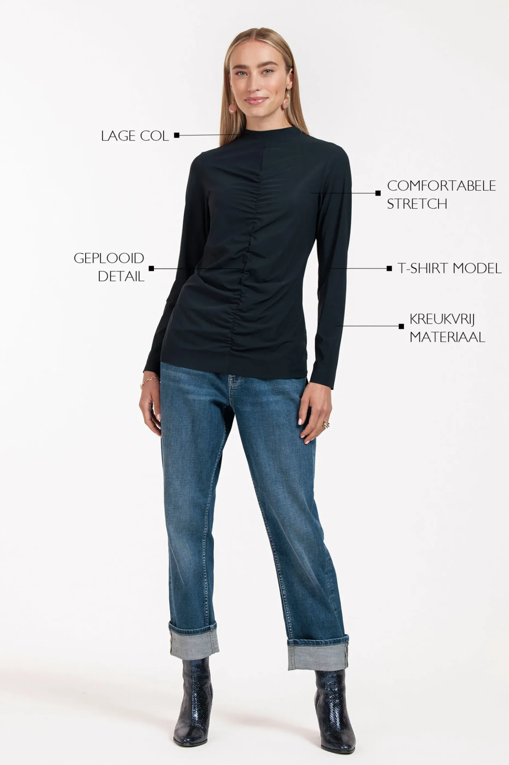 Stephana wrinkle top - dark blue