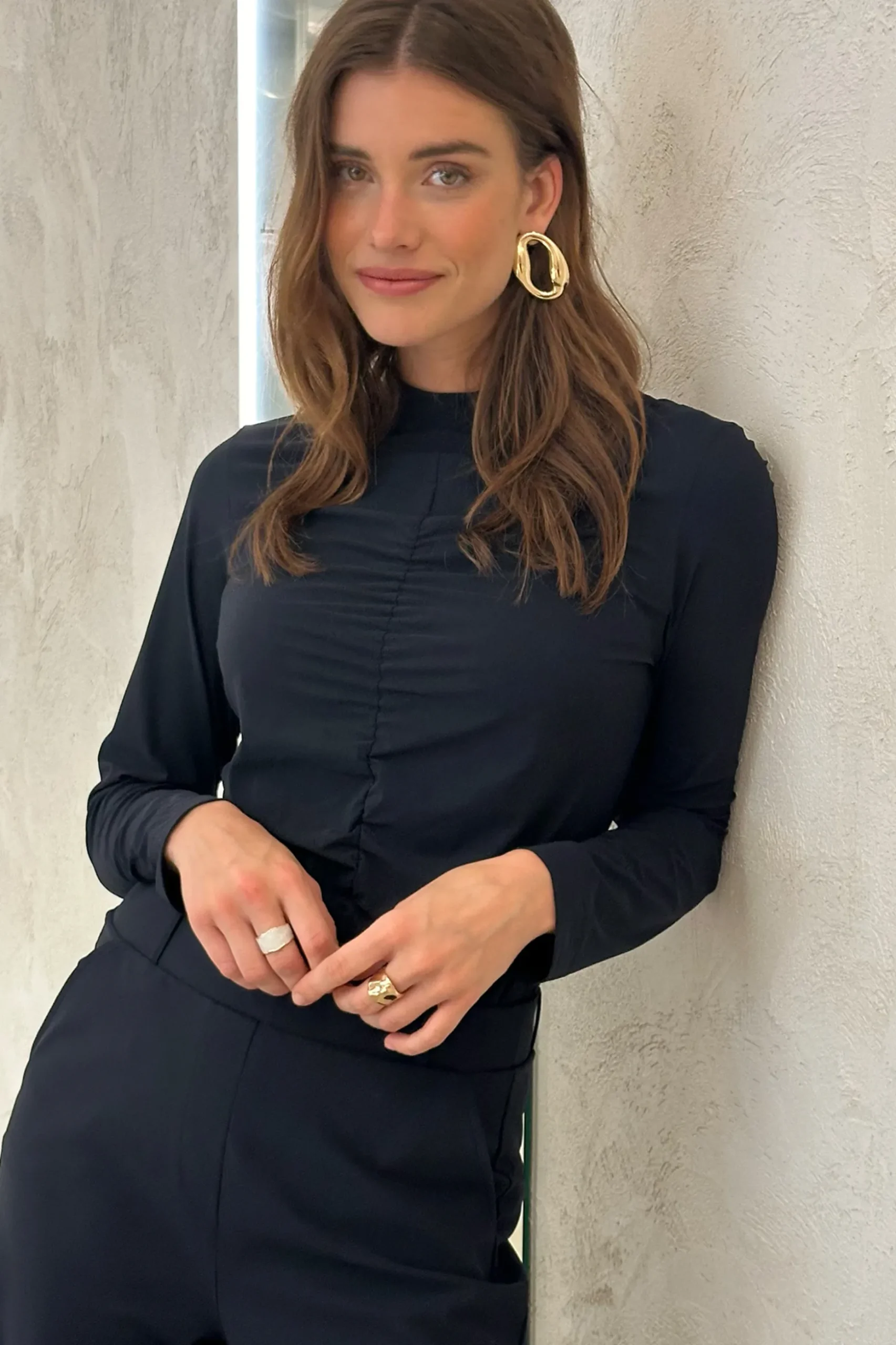 Stephana wrinkle top - dark blue