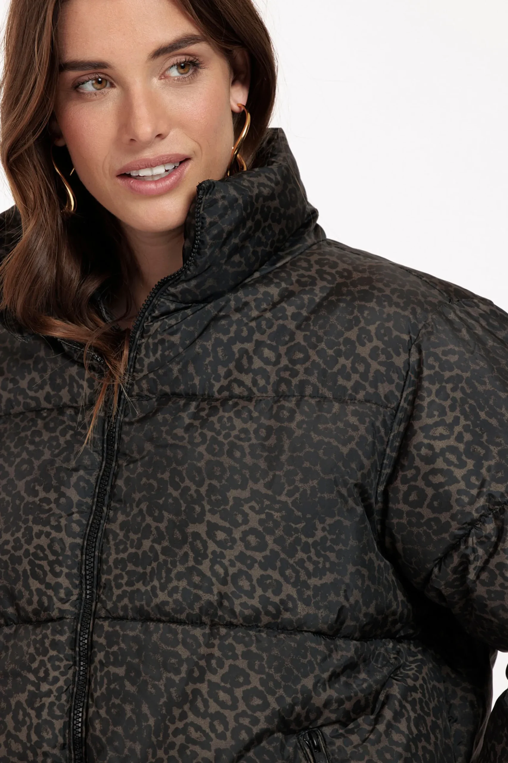 Tanner puffer leopard jacket - new army/black