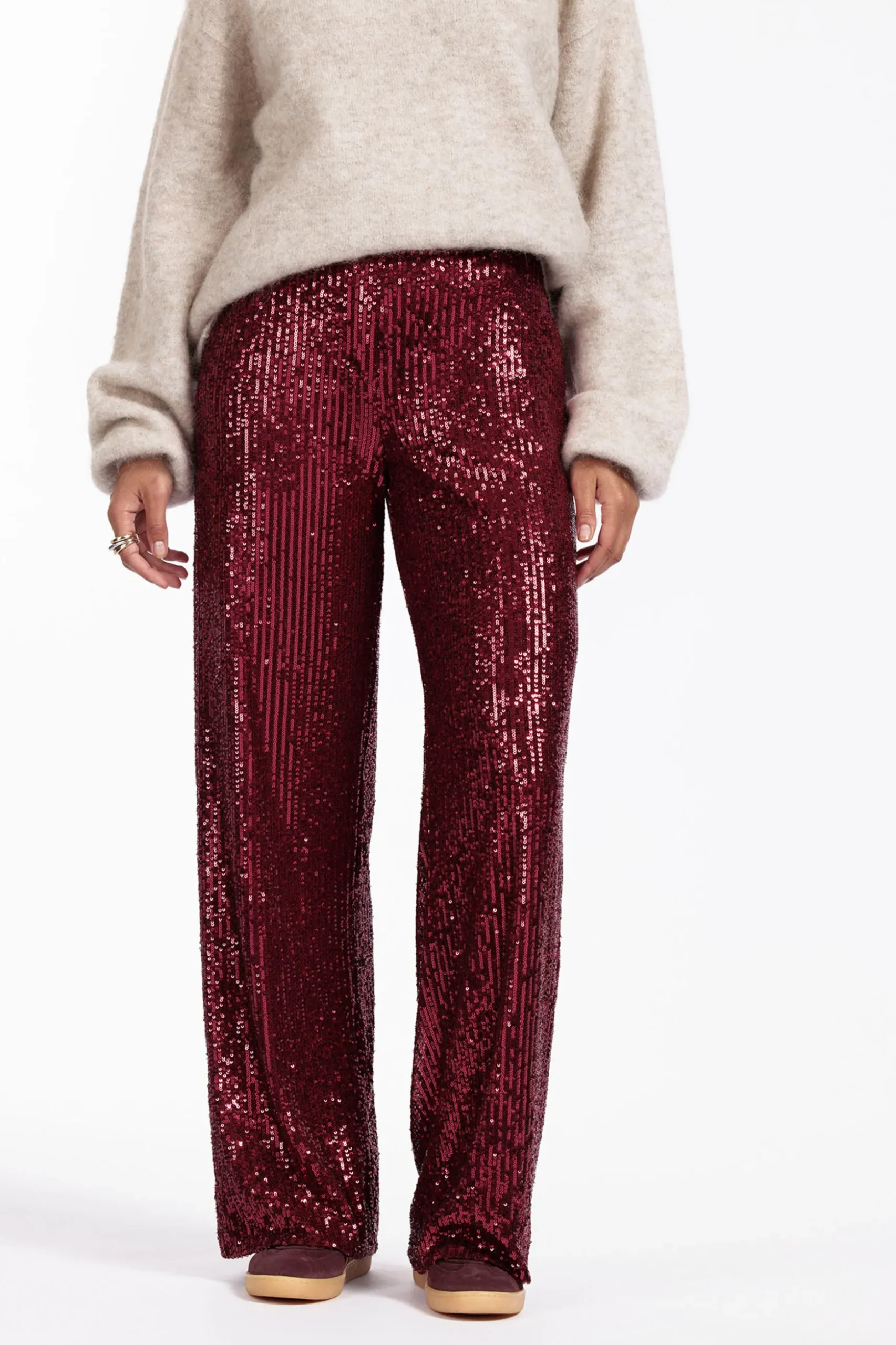 Tracey sequins trousers - merlot