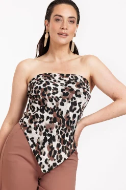Triangle leopard crepe scarf - kit/chocolate