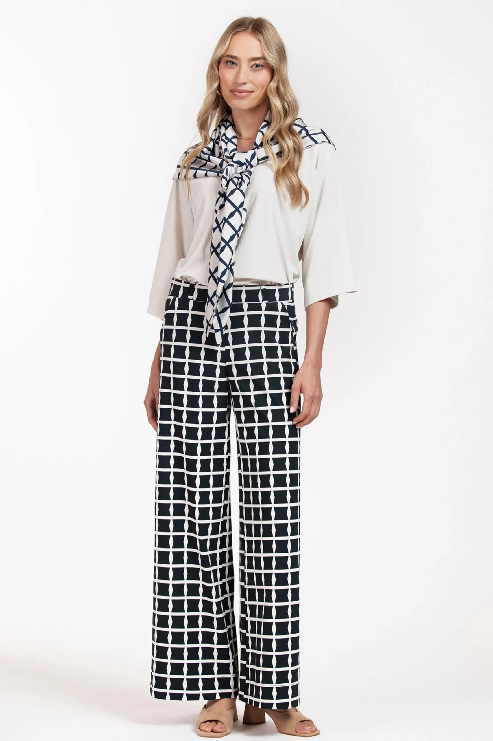 Triangle squares scarf - kit/dark blue