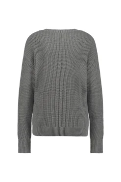 Valerie chunky flower pullover - grey melange