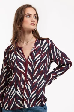 Veerle leaves crepe blouse - kit/merlot