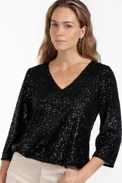Victoria sequins top - black
