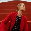Violet bonded blazer - dark red